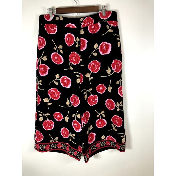 NWT Kate Spade Women's Pants Black And Red Floral Size 14 - Picture 1 of 16